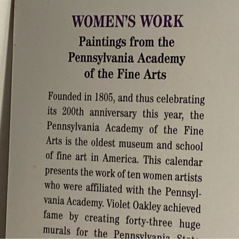 Women’s Work 2005 Calendar Pomegranate painting prints Pennsylvania Academy Art